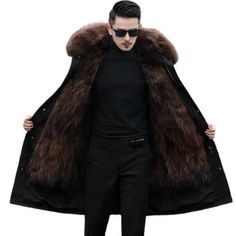 Mountain Man Clothing, Fur Pattern, Fur Parka, Parka Coat, Fur Fashion, Men Winter, Fox Fur, Mens Coats, Hooded Jacket