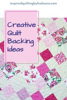 a pink and white quilt with the words creative quilting ideas