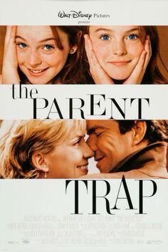 the parent trap movie poster with two young women smiling and hugging each other's heads