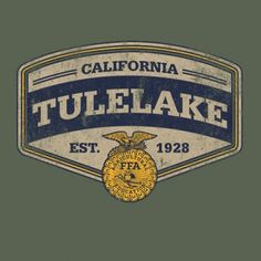 the california tule lake logo on a green background