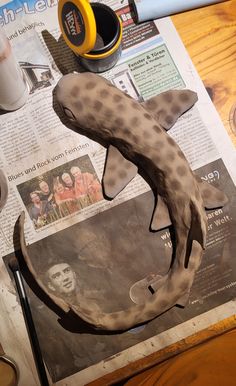 cardboard shark trend tiktok coral catshark tutorial diy paper mache shark Cardboard Paper Mache Projects, Shark Out Of Cardboard, Cardboard Shark Tutorial, Paper Mache Animals For Kids, Papier Mâché Diy, Cute Paper Mache Ideas, Cardboard Fish Craft, Paper Mache Manta Ray, Paper Shark Craft