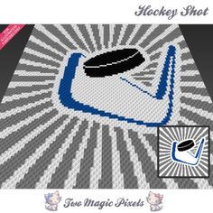 an image of a hockey mat with the word hockey written in blue and white on it