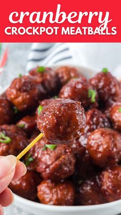 cranberry meatballs on a stick in a white bowl