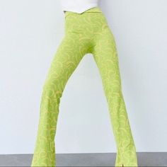 Groovy Zara Flare Fitted Pants Brand New With Tags. The Flares Have Slits Too! Rare Find! Not Seeing Them On Posh When I Posted. I Got Them On Sale And Never Wore Them, Too Small For Me Now So Just Pricing To Pass Along The Steal At No Profit To Me. I’ve Seen Them Listed For $60 Elsewhere. Enjoy! Let Me Know If You Have Any Questions. Inseam 33”. Chic Yellow Spring Bottoms, Chic Yellow Bottoms For Spring, Chic Yellow Long Pants, Zara Yellow Summer Bottoms, Yellow High-waist Pants For Summer, Yellow Fitted High Waist Bottoms, Zara Yellow Bottoms For Summer, High Waist Yellow Pants For Summer, Fitted Yellow Summer Bottoms