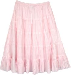 Cotton Tiered Skirt With Elastic Waistband, Pink Tiered Skirt With Elastic Waistband, Solid Tiered Ruffled Skirt, Solid Color Tiered Ruffled Skirt, Cotton Tiered Lined Skirt, Pink Tiered Bottoms For Summer, Tiered Cotton Lined Skirt, Tiered Lined Cotton Skirt, Tiered Gathered Skirt In Solid Color