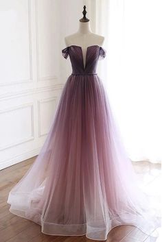 Simple Party Dress, Istoria Modei, Ombre Prom Dresses, Off Shoulder Evening Dress, Formal Ball Gown, Tulle Prom Dress, Party Dress Long, Prom Dresses Lace, Cheap Prom Dresses