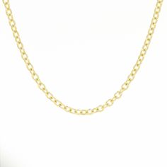 Introducing the Jupiter Chain, a stunning 14K Yellow Gold Medium Round Cable Chain that is 15 inches in length and 4.05mm in width. This exquisite chain is the perfect accessory to elevate any outfit, adding a touch of elegance and sophistication. Crafted with high-quality materials, this chain is durable and long-lasting, making it a timeless piece for your jewelry collection. Whether worn alone or paired with a pendant, the Jupiter Chain is sure to make a statement. Shop now and add a touch of luxury to your look! Classic Oval Link Curb Chain Necklace, Elegant Oval Link Cable Chain Necklace, Elegant Gold Chain Necklace With Oval Links, Classic Curb Chain Necklace With Rectangular Links, Formal Link Chain Necklace With Cable Chain, Formal Cable Chain Necklace With Link Shape, Elegant Cable Chain Link Necklace, Timeless Chain Link Necklace For Formal Occasions, Curb Chain Link Necklace