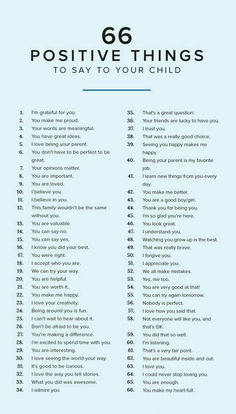 a poster with the words 6 positive things to say to your child