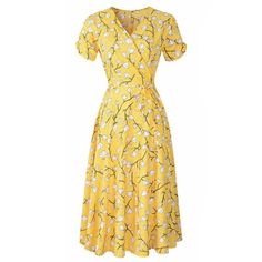 Description: Condition: 100% Brand New and High Quality Gender: Women Woman, Ladies Lady, Female Style: Women Party Beach Maxi Dress,Women Floral Print Party Dress,Women Short Sleeve Boho Dress Pattern Type: Floral Printed, Lace Up,Wrap, Ruffle Sleeve, Lace Up Color: White, Pink, Yellow, Wine Red, Green, Black, Sky Blue, Coffee (Optional) Size: S(US 4-6),M(US 8-10),L(US 12-14),XL(US 16-18),XXL(US 18-20). (Follow the size chart to select please) Material: 65%Polyester, 30%Cotton, 5%Spandex Neckli Chiffon Dress Casual, Wrap Dresses Summer, Beach Dresses Short, Bohemian Beach Dress, Dresses Casual Boho, Boho Sundress, Vestidos Retro, Chiffon Summer Dress, Big Dresses