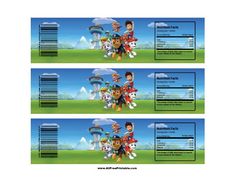 the paw patrol movie ticket is shown in two different colors and font, with an image of