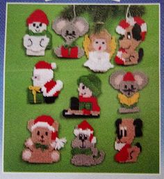 there are many christmas ornament designs on this page, including mickey mouses