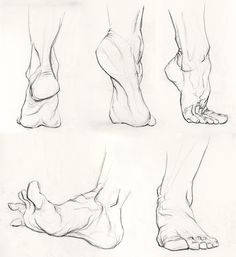 four different views of feet and ankles