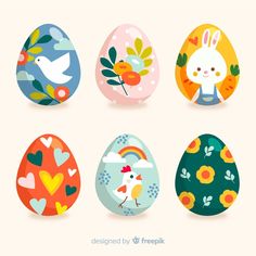 easter eggs with different designs on them