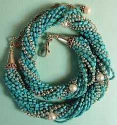 A personal favorite from my Etsy shop https://www.etsy.com/listing/231594315/hand-knotted-natural-turquoise-creamy Jwellary Design, Anthropologie Display, Copper Jewelry Diy, Hand Knotted Necklace, Rock Necklace, Accessory Ideas, Artisan Bracelets, Silver Bead Necklace, Fresh Water Pearls