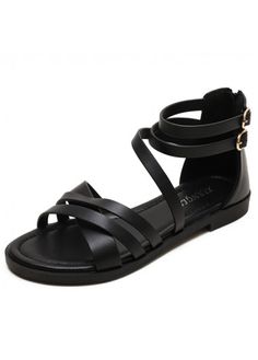 Color:Black;Size:36;Size:37;Size:38;Size:39;Size:40;Size:41;Size:42;Package Contents:1 Pair X Sandals;Style:Casual; Black Strappy T-strap Sandals For Spring, Black Strappy Sandals With Buckle Closure, Casual Black Strappy T-strap Sandals, Sandal Fashion, Scandal, Open Toe, Black Color, Pu Leather, Style Casual