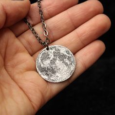 Full Moon Silver Necklace - 999 fine silver 1" pendant on 30" chain by ShirePostMint on Etsy https://www.etsy.com/listing/652252893/full-moon-silver-necklace-999-fine Full Moon Pendant, Moon Nickles, Full Moon Drawing Simple, Mother Gifts Wedding, Full Moon Necklace, Jewelry Wax, Copper Gifts, Far Side, Celestial Necklace