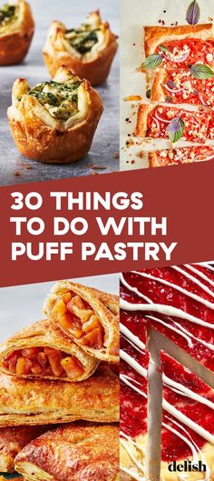 the cover of 30 things to do with puff pastry, including pies and other pastries