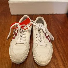 Off White Vulcanized Canvas Low Top Sneaker Comes With Dust Bag :( 100% Authentic Bought From Ssense In Good Condition! Low-top Sneakers With Vulcanized White Sole, Off White Low-top Sneakers With Cushioned Footbed, White Sole Vulcanized Lace-up Sneakers, Off White Low-top Sneakers With Gum Sole, Off White Low-top Vulcanized Sneakers, Off White Shoes, Low Top, Top Sneakers, Dust Bag