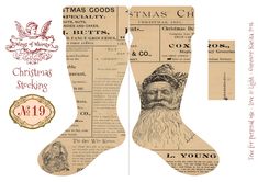 an old fashioned christmas stocking with santa claus's head and beard on it