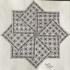 a drawing of four squares with circles in the middle and one square on each side