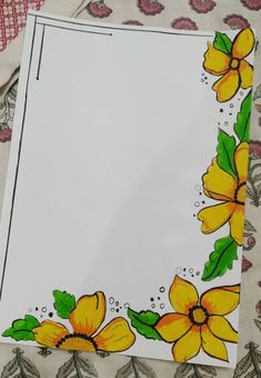 a paper with yellow flowers on it