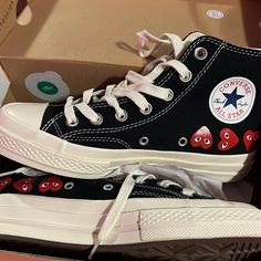 Brand New/Never Worn. (Size Too Small) 8 Women’s. Out Of Box, Were Purchased Without Box From Reseller. Converse X Comme Des Garcons, All Black Converse, Cdg Converse, Play Converse, Garcons Converse, Comme Des Garcons Converse, Red Trainers, Decals Codes, Blue Converse