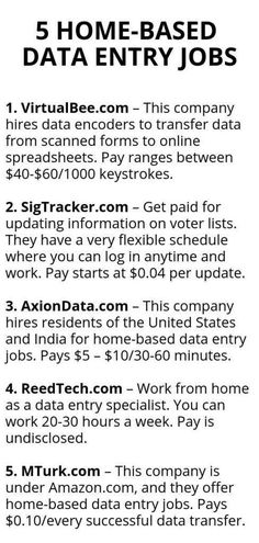 an advertisement for the 5 home - based data entry jobs