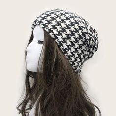 Beanie Casual Multipurpose 95% Poly 5% Spandex Crown Is 22.8” Houndstooth Pattern Stretch Fit Comfortable Warm But Not Hot! Perfect For Upcoming Season Purple Beret, Ny Hat, Wide Brim Straw Hat, Black Bucket Hat, Crown Hat, Pink Beanies, Running Hats, Beanie Style, Leather Hats