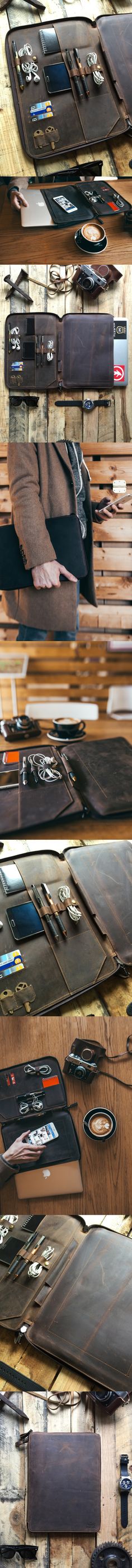 This full grain leather portfolio, leather organizer, leather folder was carefully designed to protect your Laptop, tablet, and all of your daily essentials. The beautiful distressed leather gives a unique and rustic look while keeping your essentials organized. Men Laptop Bag, Mini Folio, Leather Organizer, Leather Folder, Leather Organization, Leather Portfolio, Leather Projects, Casino Bonus, Distressed Leather