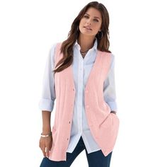 Blush Outfit, Cardigan Sweater Vest, Sweater Vest Women, Sweater Collection, Current Fashion Trends, Plus Size Sweaters, Lightweight Sweater, Sweater Vest, Size Clothing