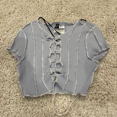 Brand New H&M Crop Top Size Small H&m Blue Tops For Summer, H&m Casual Summer Crop Top, H&m Blue Summer Tops, Trendy Blue H&m Tops, H&m Light Blue Cotton Top, Casual Blue H&m Top, Cropped Polo Shirt, Royal Blue Lace, Purple Crop Top