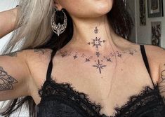 Throat Tattoo, Neck Tattoos Women, Bone Tattoos, Chest Tattoos For Women, Chest Piece Tattoos, Collar Bone Tattoo, Discreet Tattoos, Aesthetic Tattoo