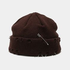 Material : Acrylic Design: Distressed Decoration: Pin Style : Grunge Aesthetic Size (cm) 54-59 Size (inch) 21.25-23.22 Beanies Knitted, Indie Aesthetic Outfits, Orange Hats, Beanie Hats For Women, Winter Cap, Hat Women, Women's Beanie, Winter Hats For Women, Pin Hole