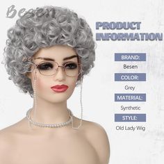 Synthetic Old Lady Costume Wig Women 100 Days of School Costume Grandma Granny Wig Short Curly Grey 100 Days Of School Costume, Granny Wig, Old Lady Costume, School Costume, Grey Wig, Wig Short, Old Lady, Costume Wigs, 100 Days Of School