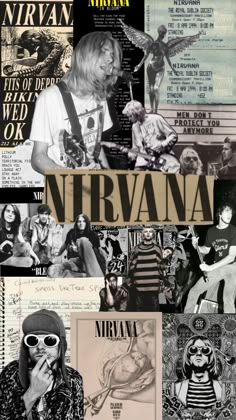 an image of nirvana collage in black and white