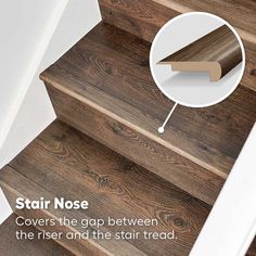 stair nose covers the gap between the riser and the stair tread