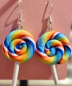 Colorful and cute lollipop 🍭  earrings. Colorful Whimsical Earrings For Gifts, Whimsical Colorful Earrings For Gifts, Whimsical Earrings As A Gift, Playful Multicolor Earrings For Birthday, Novelty Multicolor Earrings For Birthday, Colorful Cute Handmade Earrings, Cute Colorful Handmade Earrings, Fun Multicolor Earrings For Birthday, Multicolor Novelty Earrings