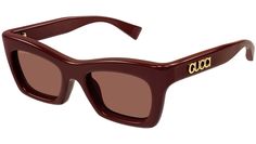 Gucci sunglasses model GG1773S cat eye recycled acetate frame color code 003 shiny solid burgundy with burgundy temple and solid warm brown lens. Gucci Luxury Acetate Sunglasses, Gucci Luxury Cat Eye Sunglasses, Luxury Gucci Cat Eye Sunglasses, Shapes Images, Sunglasses Model, Brown Lens, Eye Frames, Ski Goggles, Gucci Sunglasses