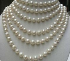 AAA+ Beautiful Natural 8-9MM Genuine Akoya White Pearl Beads Long Necklace 80 Pearl Long Necklace, Akoya Pearl Necklace, Natural Pearl Necklace, Necklace Top, Long Pearl Necklaces, Jewelry Words, White Pearl Necklace, Pearl Jewelry Necklace, Cultured Pearl Necklace