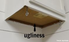 an open cardboard box with the word ugliness on it and a black arrow pointing up