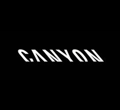 the word canyon written in white on a black background