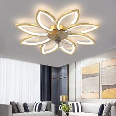 YUNLONG 35.4" Ceiling Fans with Lights and Remote Led Living Room Dimmable Ceiling Lights DC Motor Ceiling Fans with Lamps Reversible 6-Speed Lighting Fan Chandelier for Bedroom Lounge Hall,Gold [Energy Class A++] Elegant Flooring, Countertops And Backsplash, Flower Ceiling, Kitchen Post, Ceiling Fans With Lights, Fans With Lights, Ceiling Fan Light Kit, Ceiling Detail, Ceiling Fan Light