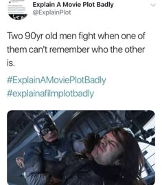 Movie Plots Explained Badly, Explain A Film Plot Badly, Bucky Marvel, Captain America The Winter Soldier, Movie Plot, Funny Marvel Memes, Funny Marvel, Marvel Avengers Funny, Dc Memes