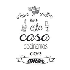 a black and white poster with the words en est casa cocinamos con amo