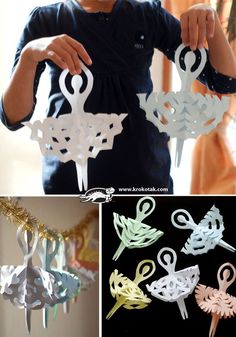 several pictures of different types of paper decorations