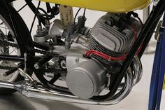 an image of a motorcycle engine on display