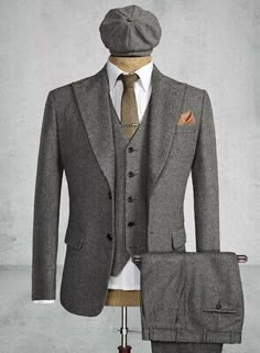 Gray Tweed Men's Safari Jacket with Belt Herringbone Wedding Hunting Coat Pant | eBay Thomas Shelby Suit Style, Grey Tweed Suit Men, Gatsby Inspired Outfit Men, Tommy Shelby Suit, Groom Style 2023, Peaky Blinders Suits Mens Fashion, Vintage Tuxedo Men, Peaky Blinders Outfits Men, Peaky Blinders Suits Wedding