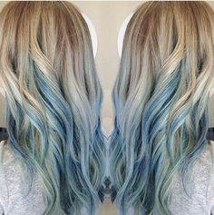 Blue Balayage, Blonde And Blue Hair, Dyed Hair Pastel, Blue Ombre Hair, Style Bleu, Ombre Hair Blonde, Popular Haircuts