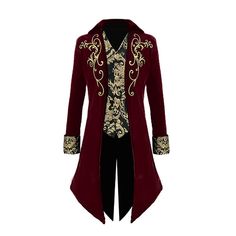 PRICES MAY VARY. Fabric: velvet MATERIAL: soft, lightweight and comfy for skin. Excellent workmanship, each medieval jacket suit is hand-made by experienced dressmakers. And makes you more attractive and charming. Size reference: S≈38R, M≈40R, L≈42R, XL≈44R, XXL≈46R, 3XL≈48R Occasion: Great dress up idea for Halloween party, Birthday party, Pretend play,Theme Party, Cosplay, Masquerade,Prom,Cruise or any party costume outfit. GIFTS: The best adult Halloween Costume gift for your family, your fri Victorian Tuxedo, Prince Jacket, Steampunk Tailcoat, Medieval Steampunk, Ringmaster Costume, Victorian Jacket, Masquerade Prom, Medieval Embroidery, King Costume