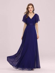 Long Empire Waist Evening Dress with Short Flutter Sleeves womens dresses, jovani dresses, pretty little dresses #dressesph #dressesperth #dresseslover, dried orange slices, yule decorations, scandinavian christmas Elegant V-neck Bridesmaid Evening Dress With Sweep Train, V-neck Maxi Dress With Ruched Bodice For Bridesmaid, Chiffon V-neck Evening Dress With Fitted Bodice, Evening Bridesmaid Dress With Ruched Bodice And V-neck, V-neck Bridesmaid Dress For Prom, Elegant Empire Waist Bridesmaid Dress, Elegant Flowy V-neck Bridesmaid Dress, Short Sleeve Bridesmaid Maxi Dress For Prom Season, Formal Chiffon Empire Waist Evening Dress